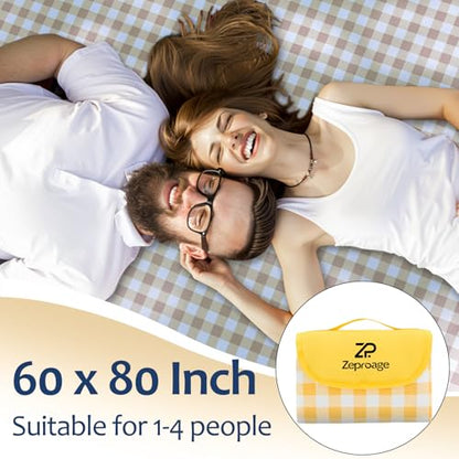 Waterproof Picnic Blankets, 80" x 80" Picnic Mat Outdoor Portable Travel Camping Yellow - color: Yellow
