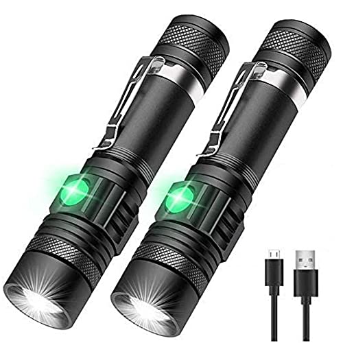 Hoxida LED Tactical Flashlight Rechargeable, IPX6 Waterproof Flashlight, 2000lm, Super Bright LED, Zoomable, Pocket-Size Small LED Flashlight for Hiking, Camping, Emergency - color: rechargeable flashlight