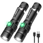 Hoxida LED Tactical Flashlight Rechargeable, IPX6 Waterproof Flashlight, 2000lm, Super Bright LED, Zoomable, Pocket-Size Small LED Flashlight for Hiking, Camping, Emergency - color: rechargeable flashlight