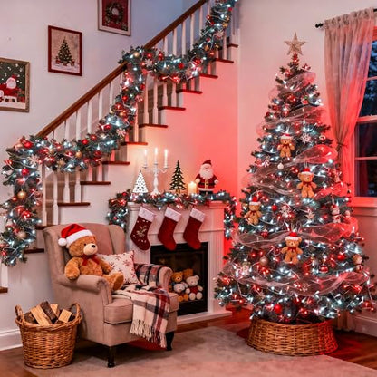 JMEXSUSS 2 Pack Red and White Battery Christmas Lights, Each 33ft 100 LED Battery Powered String Lights with Remote for Tree Patio Yard House Party Birthday Outside - color: Red&White, size: 2*100LED