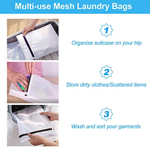 GOGOODA Mesh Laundry Bags for Delicates Durable Protective Wash Bags Travel Storage Bags for Intimates Lingerie, 6PCS （3L,3M） - size: 3L,3M