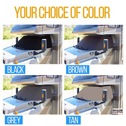 ShadePro - ShadeMaster RV Windshield Sunshade - Front Window Cover Screen Shade for RVs - Class C Motorhome Windshield Cover - Includes Wiper Covers & Storage Bag - size: Class C UNIVERSAL