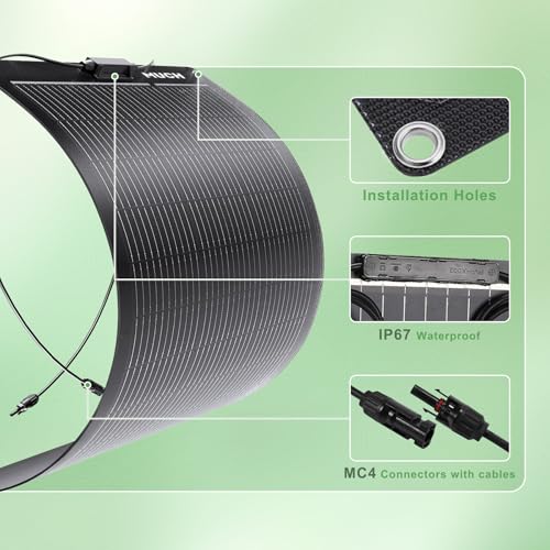 100W Flexible Solar Panel, Bendable 12V Monocrystalline, Ultra-Thin Bendable 3mm, Mono Off-Grid Charger for Marine RV Cabin Van Car Boat Curve Surfaces - size: 100W Panel