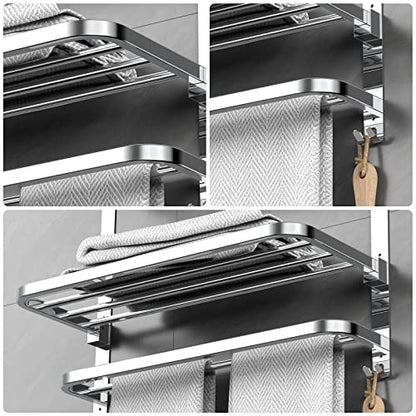 CAXIMSY 22.8Inch Towel Rack for Bathroom and Lavatory Towel Hanger with Wall Mount Towel Bars 304 Stainless Steel No Drill (Collapsible Towel Rack) - color: Collapsible Towel Rack