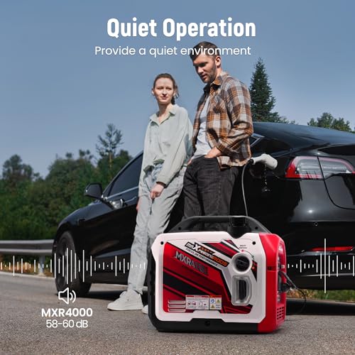 maXpeedingrods 4000 Watt Inverter Generator Portable, Bluetooth® App Remote Data Monitor, RV Ready, Gas Powered Generator with CO Alarm for Outdoor Camping, Home Backup - style: MXR4000+Gas+App Data Monitor