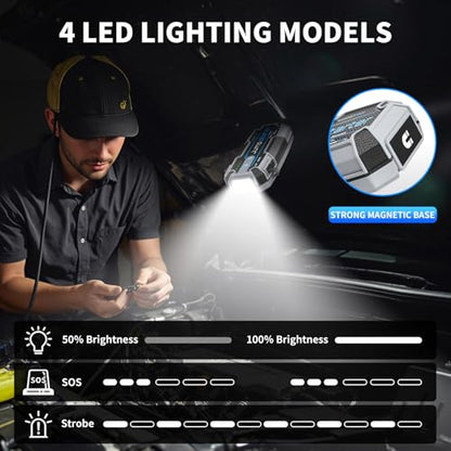 2000A Battery Jumper PD100W Fast Charging Portable Power Bank IP67 Waterproof Jump Box for Car,Exclusive Magnetic Hook, 4 Mode LED Flashlight,12V Portable Battery Booster for Cars Trucks SUV