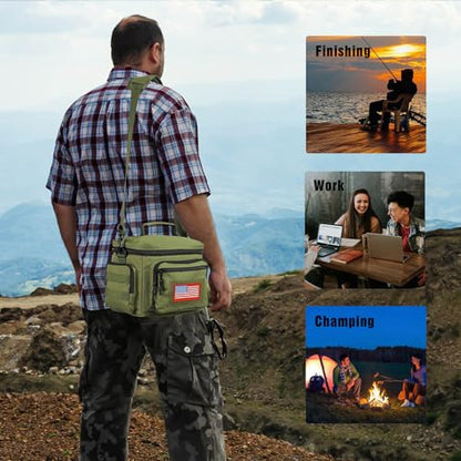 ATRIPACK Lunch Box for Men, Tactical Lunch Bag MOLLE Webbing Leakproof Insulated Large Lunch Cooler Women Adult Meal with Adjustable Shoulder Strap Durable Lunch Pail (Green) - color: Green, size: Medium