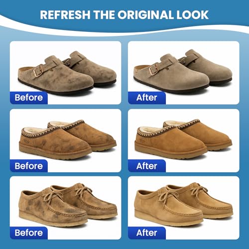 Suede Shoe Cleaner, Color-Safe Foam Cleaner for Suede & Leather Shoes - Removes Dirt, Stains & Water Spots