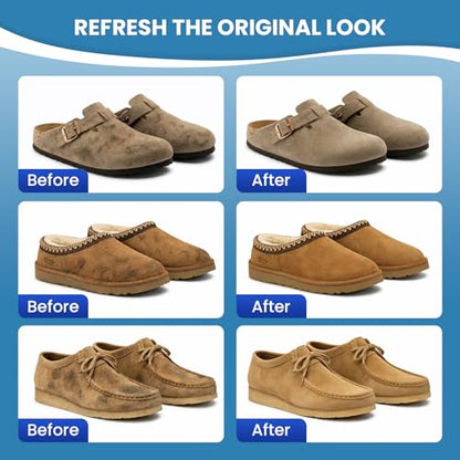 Suede Shoe Cleaner, Color-Safe Foam Cleaner for Suede & Leather Shoes - Removes Dirt, Stains & Water Spots