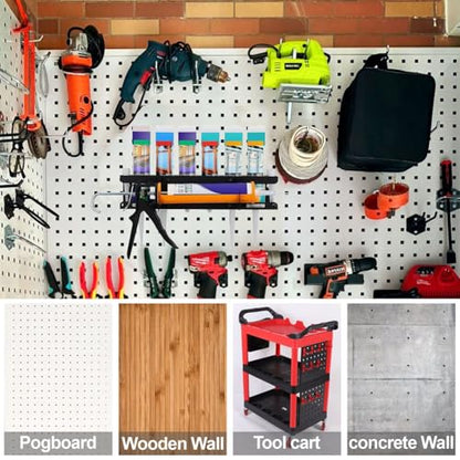 Caulk Tube Holder and Grease Tube Holder-Store 6 Caulking Tubes & Caulking Guns,Wall Mounted Caulk Organizer for Garage,Work Van Accessories,Sealant Storage Rack