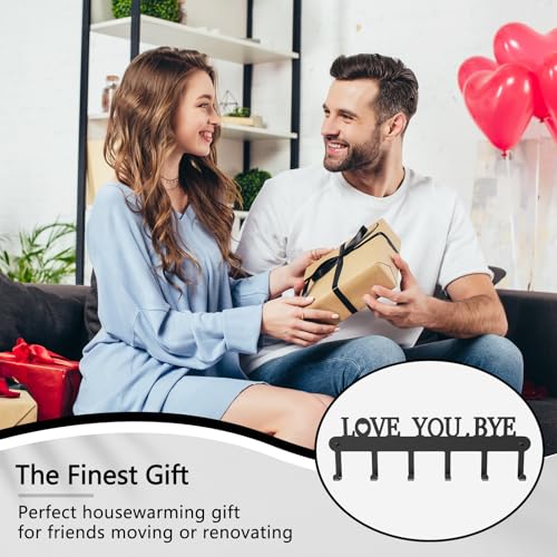 Key Holder for Wall - 'Love You Bye' Key Hooks,Key Holder Wall Mount Self Adhesive, Key Rack Wall Mount for Wall No Drill for Living Room, Kitchen, Bathroom, Garage (Black, 6 Hooks) - color: Love You Bye' Black