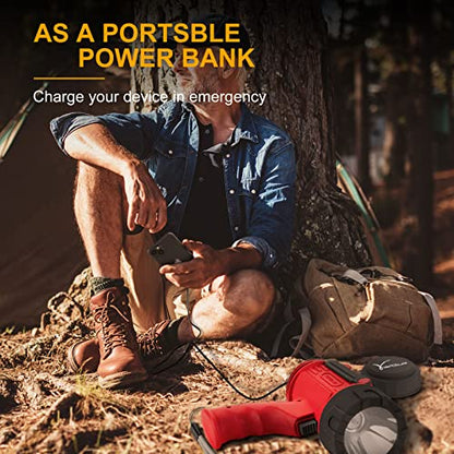 YIERBLUE Rechargeable Spotlight Flashlight with 2000,000 High Lumen LED, IP67 Waterproof Long Running Spot Light searchlight, Impact Resistant Handheld Spotlight with Foldable Stand and Red Lens - color: Red-Pro