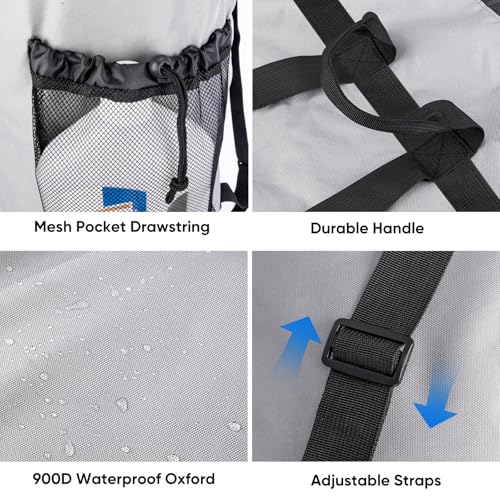 BALEINE 2PK 120L Laundry Bag Backpack, 900D Oxford Fabric Large Travel Laundry Bags with Shoulder Straps and 2 Mesh Pockets (Gray, 120L) - color: Gray, size: 120L - 2PK