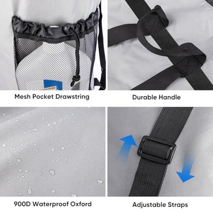 BALEINE 2PK 120L Laundry Bag Backpack, 900D Oxford Fabric Large Travel Laundry Bags with Shoulder Straps and 2 Mesh Pockets (Gray, 120L) - color: Gray, size: 120L - 2PK