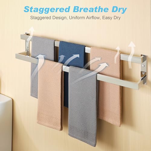 Alise Double Towel Bar, 32" Towel Racks for Bathroom Wall Mounted SUS304 Stainless Steel, Quick Drying Bathroom Towel Holder, Long Heavy Duty Towel Hanger, Polished Chrome - color: Polished Chrome, size: 32-inch