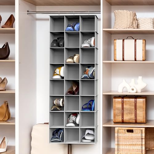 Simple Houseware 24 Section Shelves Hanging Shoes Organizer Holder for Closet, Gray - color: Grey