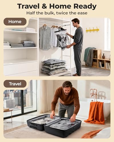 BAGSMART Travel Vacuum Bags with Wireless Pump, 15 Pack Space Saver Bags for Suitcase & Home Storage, Cordless Compression Bags Set for Clothes, with Toiletry Bag, Laundry Bag, Shoe Bag - size: 15-Pcs Travel Set