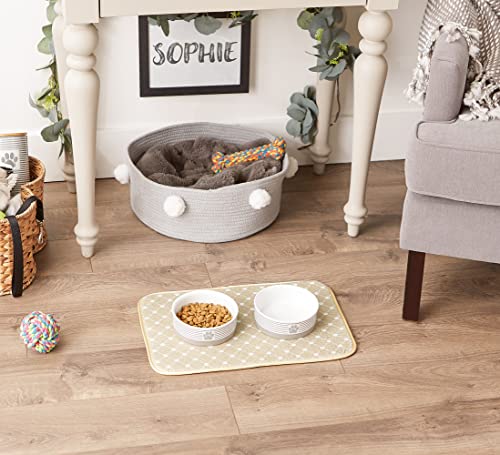 Bone Dry Machine Washable, Ultra Absorbent Pet Mat, 12x18, Taupe Trellis Print - color: Taupe Trellis Print, size: 12"L x 18"W