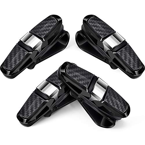 Boao 4 Pcs Sunglasses Holders for Car Sun Visor, Glasses Ticket Card Clip Mount Hanger, Double-Ends Clip 180 Degree Rotational Car Visor Accessories(Silver) - color: Silver