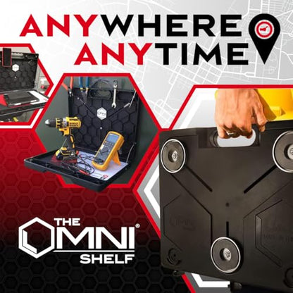 The OmniShelf Magnetic Portable Workstation + Toolbox, Computer & Laptop Stand, Multimeter Case, Utility Shelf w/ 40 lb Capacity, Hands Free Workstation Attaches to HVAC, Trucks & More (3 Count) - size: 3 Count