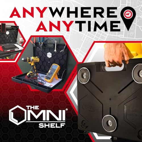 The OmniShelf Magnetic Portable Workstation + Toolbox, Computer & Laptop Stand, Multimeter Case, Utility Shelf w/ 50 lb Capacity, Hands Free Workstation Attaches to HVAC, Trucks & More (5 Count) - size: 5 Count