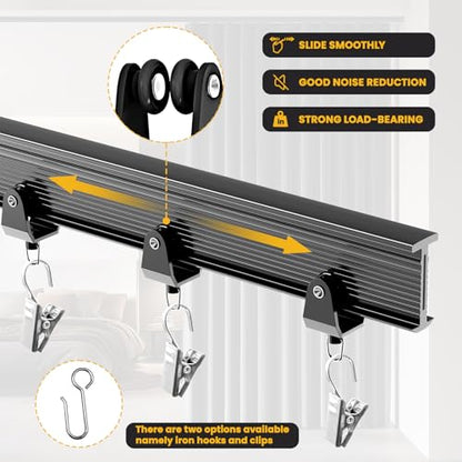 Flexible Ceiling Curtain Track Ceiling Mount, Curved Curtain Rod, Sliding Curtains Track, Room Divider, Shower Curtain Rod, Wall Divider, 16.4 FT/ 5 M, Black - color: Black, size: 5 M/ 16.4 FT