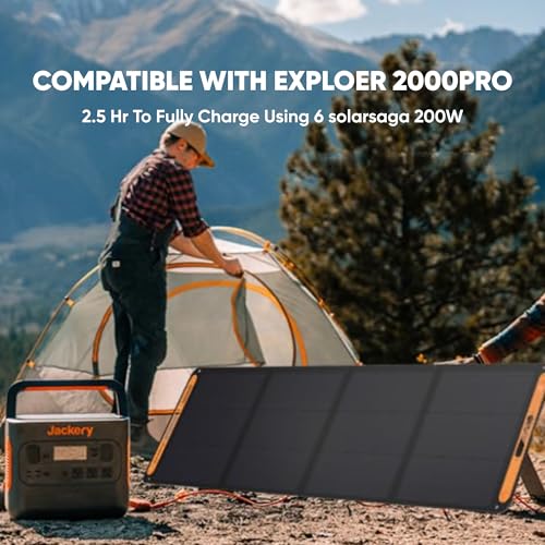 Jackery SolarSaga 200W Portable Solar Panel,IP68 Foldable Bifacial Solar Panels,Compatible with Jackery Explorer Power Station and Solar Generator,for Rooftops Outdoor Camping Off-Grid and RVs - size: 200 W Bifacial
