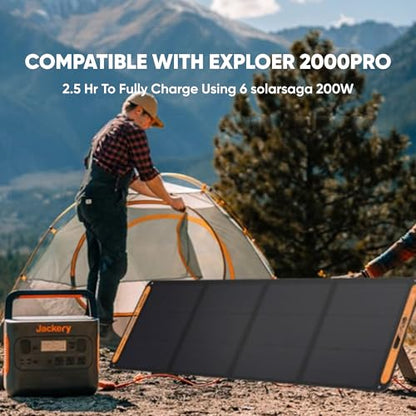 Jackery SolarSaga 200W Portable Solar Panel,IP68 Foldable Bifacial Solar Panels,Compatible with Jackery Explorer Power Station and Solar Generator,for Rooftops Outdoor Camping Off-Grid and RVs - size: 200 W Bifacial