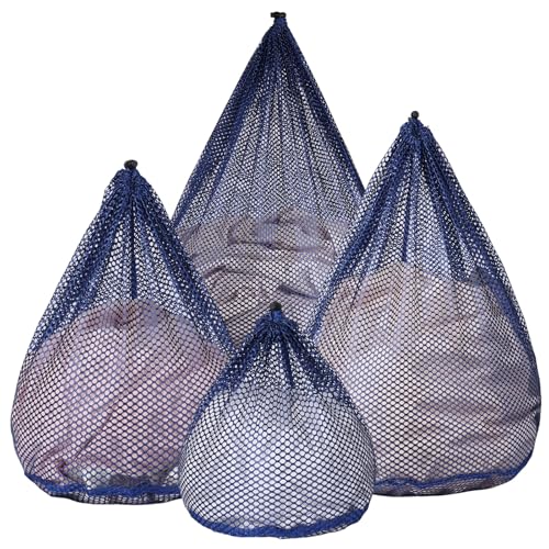 4Pcs Mesh Laundry Bags Washing Machine Mesh Wash Bags for Clothes,Underwear,Lingerie, Bed Linen with Drawstring Closure Sturdy(4 Size, Blue) - color: Blue, size: Pack 4 Pcs