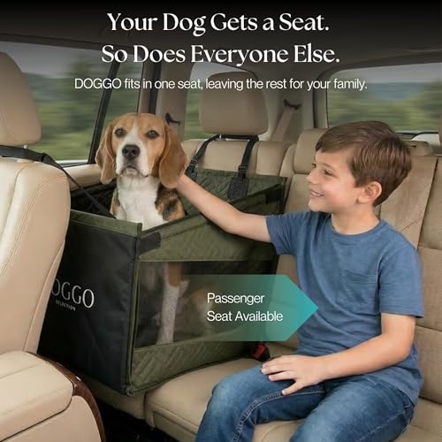 Dog Car Seat Cover with Hard Bottom – Back Seat Extender for Dogs Up to 35 lbs, Waterproof Non-Slip Hammock, Rigid Reinforced Base with Triple Security System, Storage Pockets, fits Cars SUVs Trucks - color: Green
