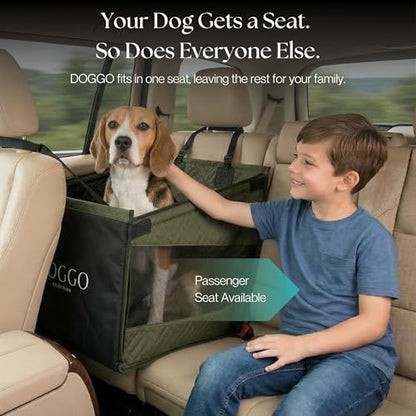 Dog Car Seat Cover with Hard Bottom – Back Seat Extender for Dogs Up to 35 lbs, Waterproof Non-Slip Hammock, Rigid Reinforced Base with Triple Security System, Storage Pockets, fits Cars SUVs Trucks - color: Green