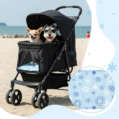 Nuanchu Dog Stroller Cooling Mat, Waterproof Gel Pet Cooling Pad for Summer, Washable Cat Sleeping Blanket, Portable Ice Gel Travel Mat for Cats, Crates, Car Seat(11.81 x 19.69 Inches,Snowflake) - size: 11.81 x 19.69 Inches, style: Snowflake