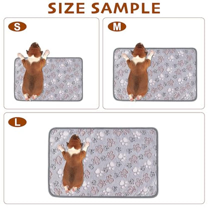 1 Pack 3 Blankets Fluffy Premium Fleece Soft Pet Blanket Flannel Throw for Cat Dog Puppy (Small 23x16'', Paw-Beige/Grey/Navy) - color: Beige,grey,navy, size: 23x16 inch(Pack of 3)