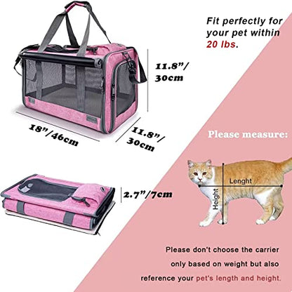 GAPZER Pet Carrier for Large and Medium Cats, Soft-Sided Pet Carrier for Big Medium Cats and Puppy Dog Carriers Cat Carriers, Pet Privacy Protection Travel Carrier - color: Pink