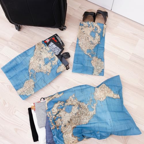 Kikkerland Around The World Travel Bags, Set of 4 - style: Map Set