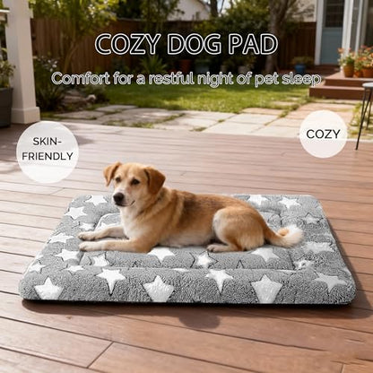 Dog Bed Mat, Reversible Crate Pad & Durable Dog Bed - Machine Washable Kennel Mat with Ultra Soft for Medium Dogs (Cool/Warm), 30" x 20", Grey&Star - color: Grey&Star, size: 30"L*20"W*1.5"Th