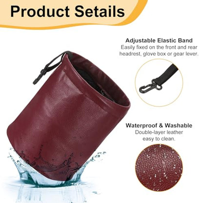 HARFINGTON Car Trash Can 0.9 Gallon Foldable Leak-Proof Garbage Organizer Portable Hanging Waterproof Truck Trash Bins for Van Automotive Vehicle Front Seat, Red - color: Red