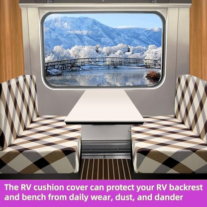 TOPCHANCES RV Dinette Cushion Covers,Stretch Camper Cushions Cover Replacement Bench Cushion Cover Washable Loveseat Slipcovers for Travel Trailer Couch (Pattern 9) - color: Pattern 9