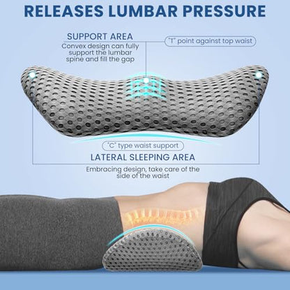 Ergonomic Pillow, Memory Foam Waist Pillow, Bed Pillow, Ergonomic Design That fits The Spine, reshape Your Comfortable Sitting Posture