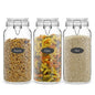 JoyJolt Airtight Glass Jars with Lids Set of 3. 78oz Glass Jar with Lid and 6 Silicone Seals! Large Glass Food Storage Containers. Square Mason Jar, Candy Jar, Flour Jar, Pasta Containers for Pantry