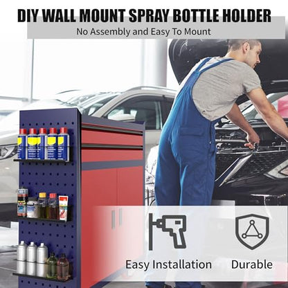 Riciakik 6 Pack Spray Bottle Holder Wall-Mounted, Aerosol Spray Can Holder Storage Rack, Heavy-Duty Paint Bottle Organizer with 30 Holes, Steel Black Spray Rack for Garage, Shop, Home or Tool Trailer - style: 6 Pack