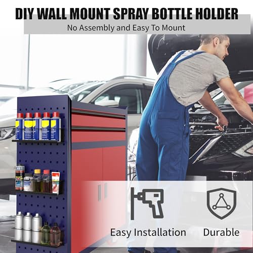 Riciakik 4 Pack Wall-Mounted Spray Bottle Holder, Aerosol Spray Can Holder Storage Rack, Heavy-Duty Paint Bottle Organizer With 20 Holes, Steel Black Spray Rack for Garage, Shop, Home or Tool Trailer - style: 4 Pack