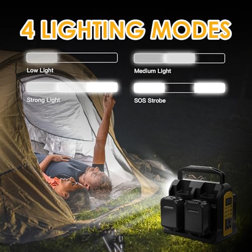 Power Inverter Compatible with Dewalt 20V Battery, 350W Outdoor Generators Convert DC 20V to AC 120V Pure Sine Wave Inverter with 6 Output Ports, LED Light for Camping Emergency