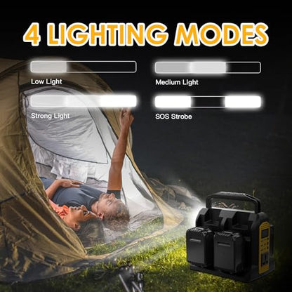 Power Inverter Compatible with Dewalt 20V Battery, 350W Outdoor Generators Convert DC 20V to AC 120V Pure Sine Wave Inverter with 6 Output Ports, LED Light for Camping Emergency