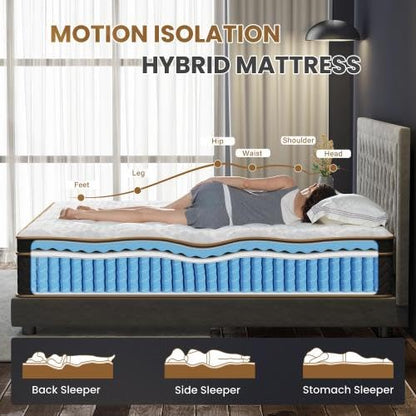 10 Inch King Mattress, King Size Mattress in a Box, Modern New Memory Foam Hybrid Mattresses, Pillow Top Bed Matress with Breathable Comfortable for Sleep, RV Medium Firm for Lumbar ( 1) - size: King 1