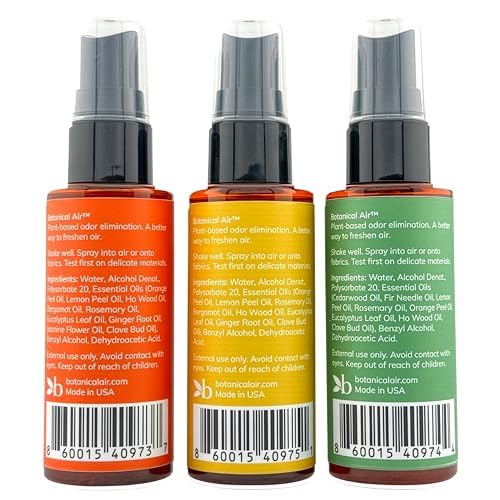 Odor Eliminator Spray – Plant-Based Air Freshener for Home & Fabrics – Eliminates Odors Without Harsh Chemicals – Essential Oil Blend – 3 x 2 oz Discovery Set (3 Scents)