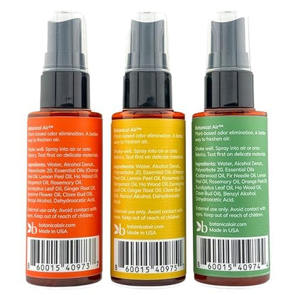 Odor Eliminator Spray – Plant-Based Air Freshener for Home & Fabrics – Eliminates Odors Without Harsh Chemicals – Essential Oil Blend – 3 x 2 oz Discovery Set (3 Scents)
