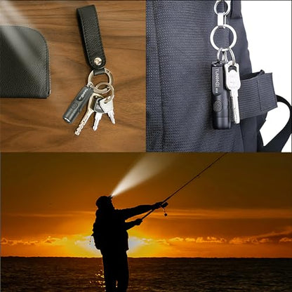 S15 Rechargeable Keychain Flashlight 2PCS, 650 Lumens Super Bright EDC Mini LED Flash Light, Portable Pocket Light for Emergencies, Hiking, Outdoor, Daily Use - color: Black-2PCS