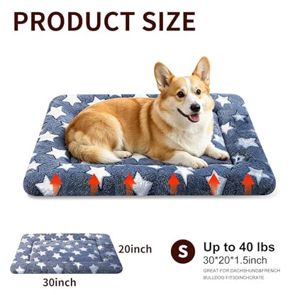 Dog Bed Mat, Reversible Crate Pad & Cute Dog Bed - Machine Washable Kennel Mat with Ultra Soft for Medium Dogs - color: Dark Blue Stars, size: 30"L*20"W*1.5"Th