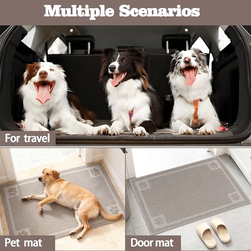 Darkyazi Pet Feeding Mat Large for Dogs and Cats,24"×16" Flexible and Easy to Clean Feeding Mat,Best for Non Slip Waterproof Feeding Mat. (Gray Sand) - color: Gray Sand